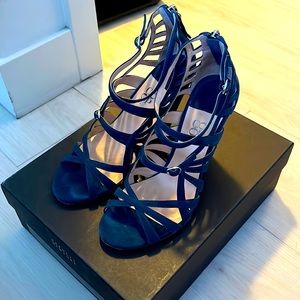 Barney’s Teal Suede Platforms